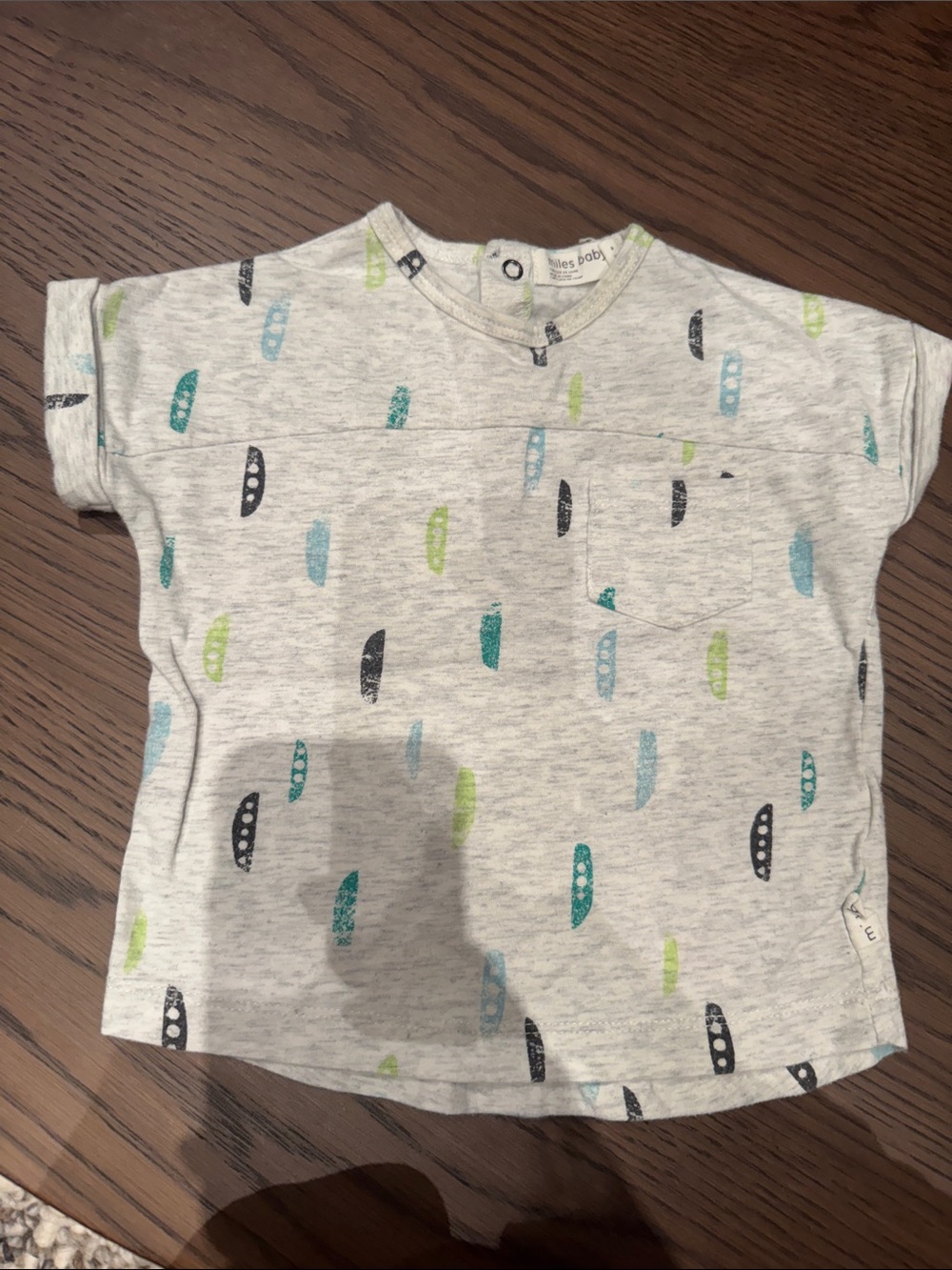 Neutral Heather Short Sleeve Kids Tee with Colorful Pea Pod Print